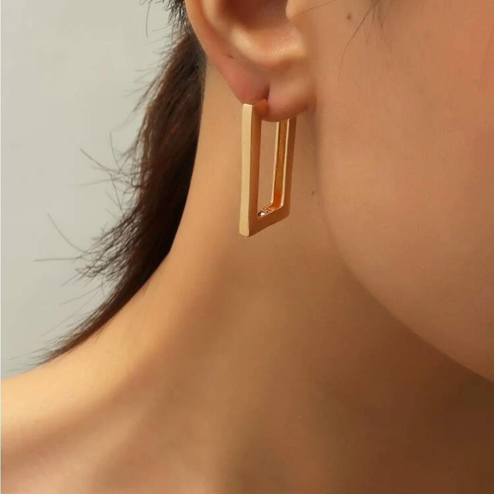 Gold Geometric Bar Earrings